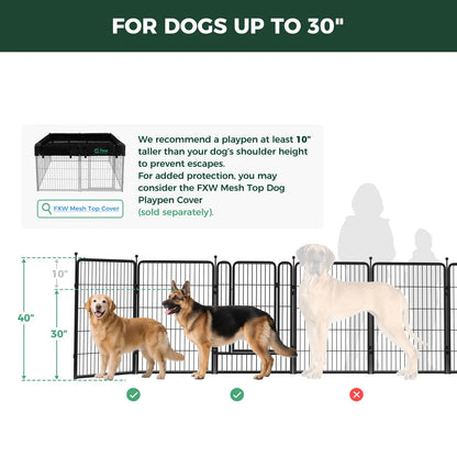 FXW Rollick Unleashed Dog Playpen for Indoor and Outdoor Use, Available in 40"/45"/50" Heights and 8/16 Panels, Designed for Medium and Large Dogs, Black/White│Patented, Summervibes