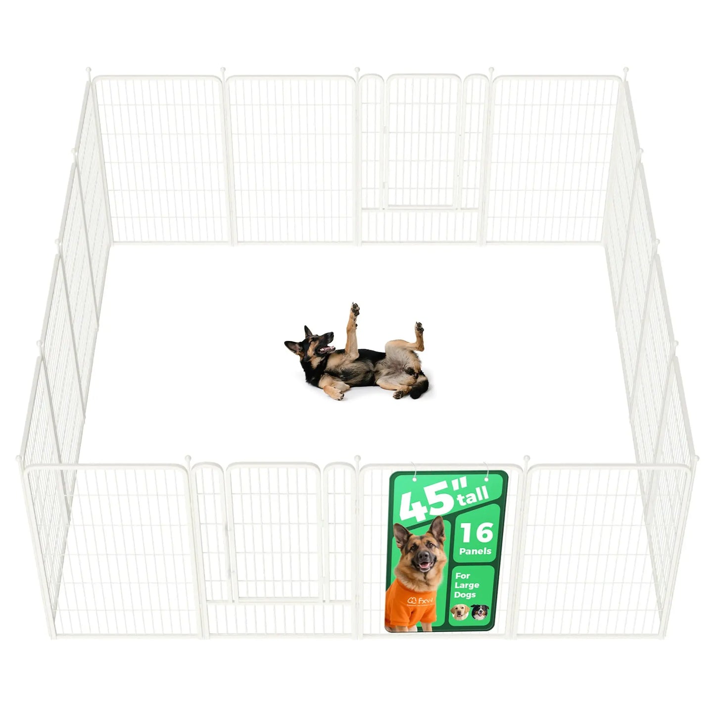 FXW Rollick Unleashed Dog Playpen for Indoor and Outdoor Use, Available in 40"/45"/50" Heights and 8/16 Panels, Designed for Medium and Large Dogs, Black/White│Patented, Summervibes