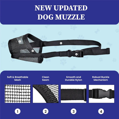 Evollax Adjustable Air Mesh Muzzle for Large Dogs - Designed to Prevent Biting, Scavenging, Licking, and Chewing (Size L: 7.9'' - 9.4'')