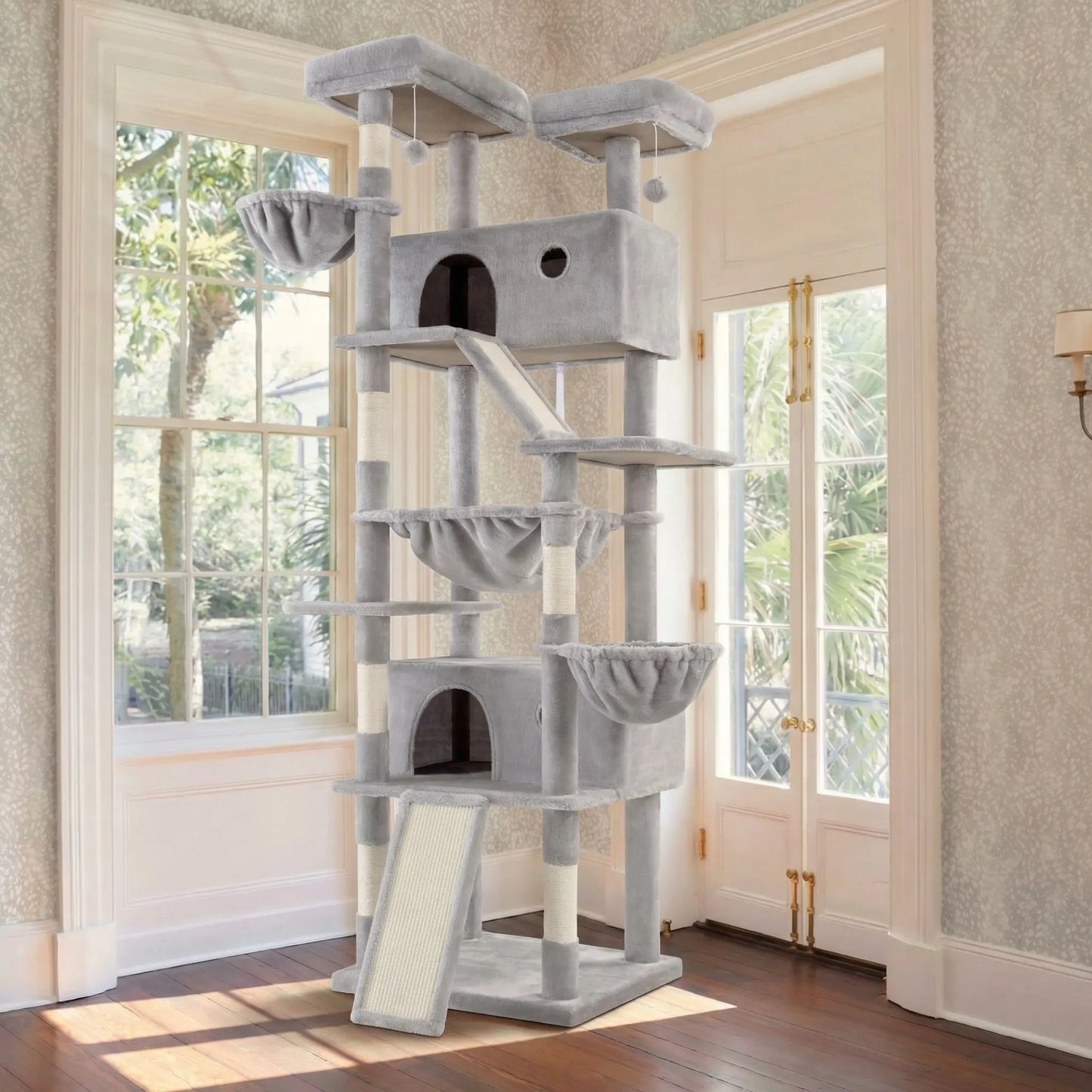 HOOMIC 81-Inch Large Cat Tree Tower with Multi-Level Climbing Structure, Condo, Hammock, and Scratching Post - Ideal for Larger Cats in Various Colors