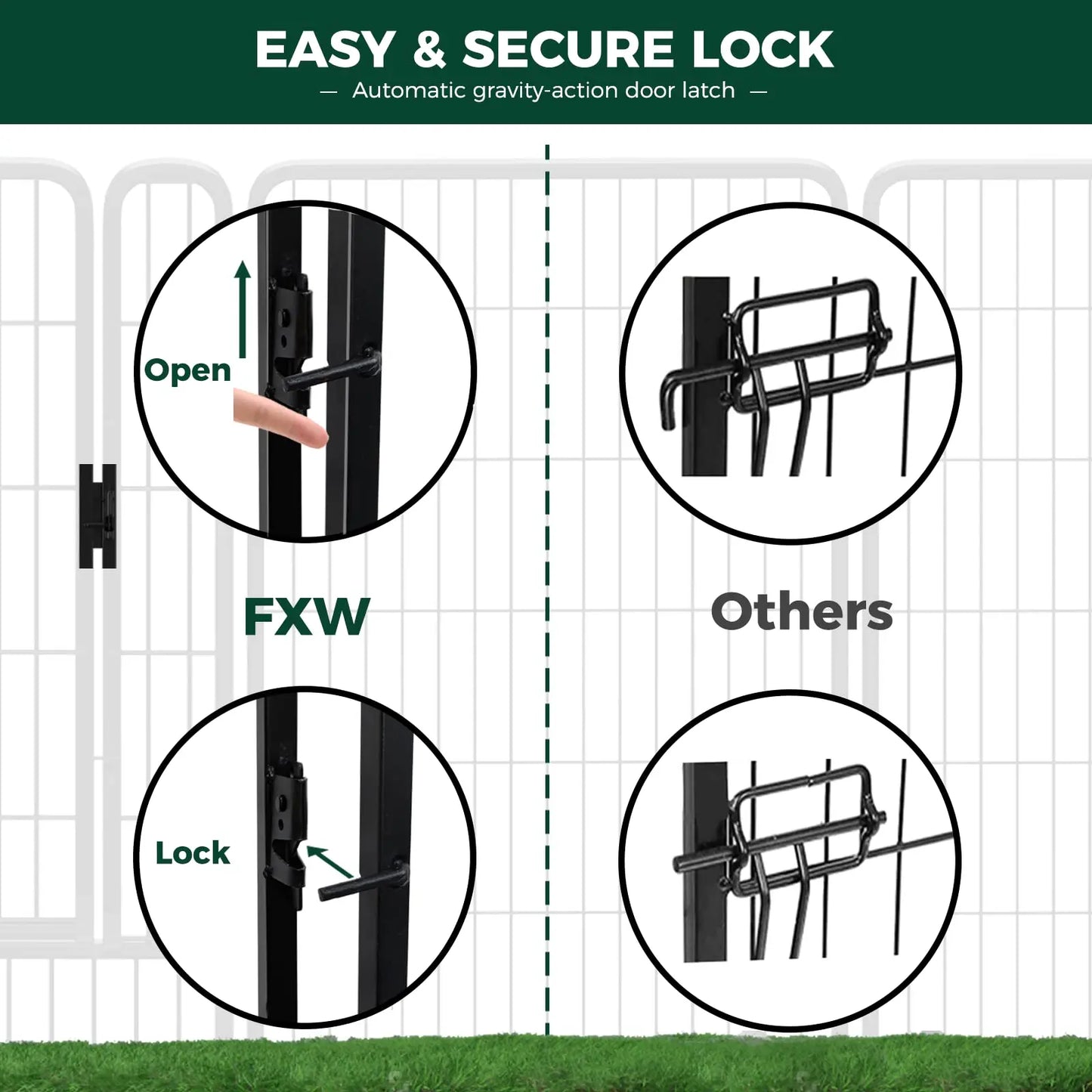 FXW Rollick Unleashed Dog Playpen for Indoor and Outdoor Use, Available in 40"/45"/50" Heights and 8/16 Panels, Designed for Medium and Large Dogs, Black/White│Patented, Summervibes