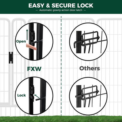 FXW Rollick Unleashed Dog Playpen for Indoor and Outdoor Use, Available in 40"/45"/50" Heights and 8/16 Panels, Designed for Medium and Large Dogs, Black/White│Patented, Summervibes