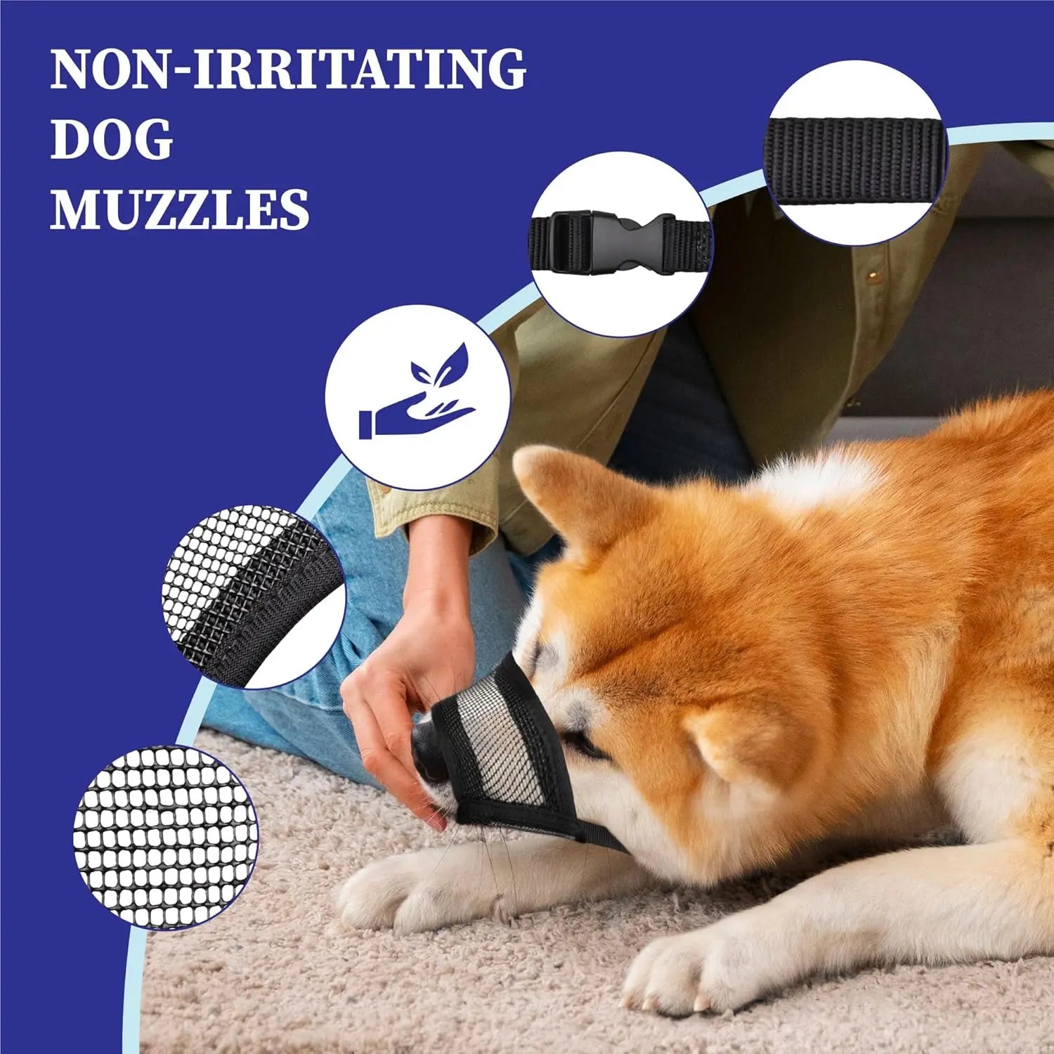 Evollax Adjustable Air Mesh Muzzle for Large Dogs - Designed to Prevent Biting, Scavenging, Licking, and Chewing (Size L: 7.9'' - 9.4'')