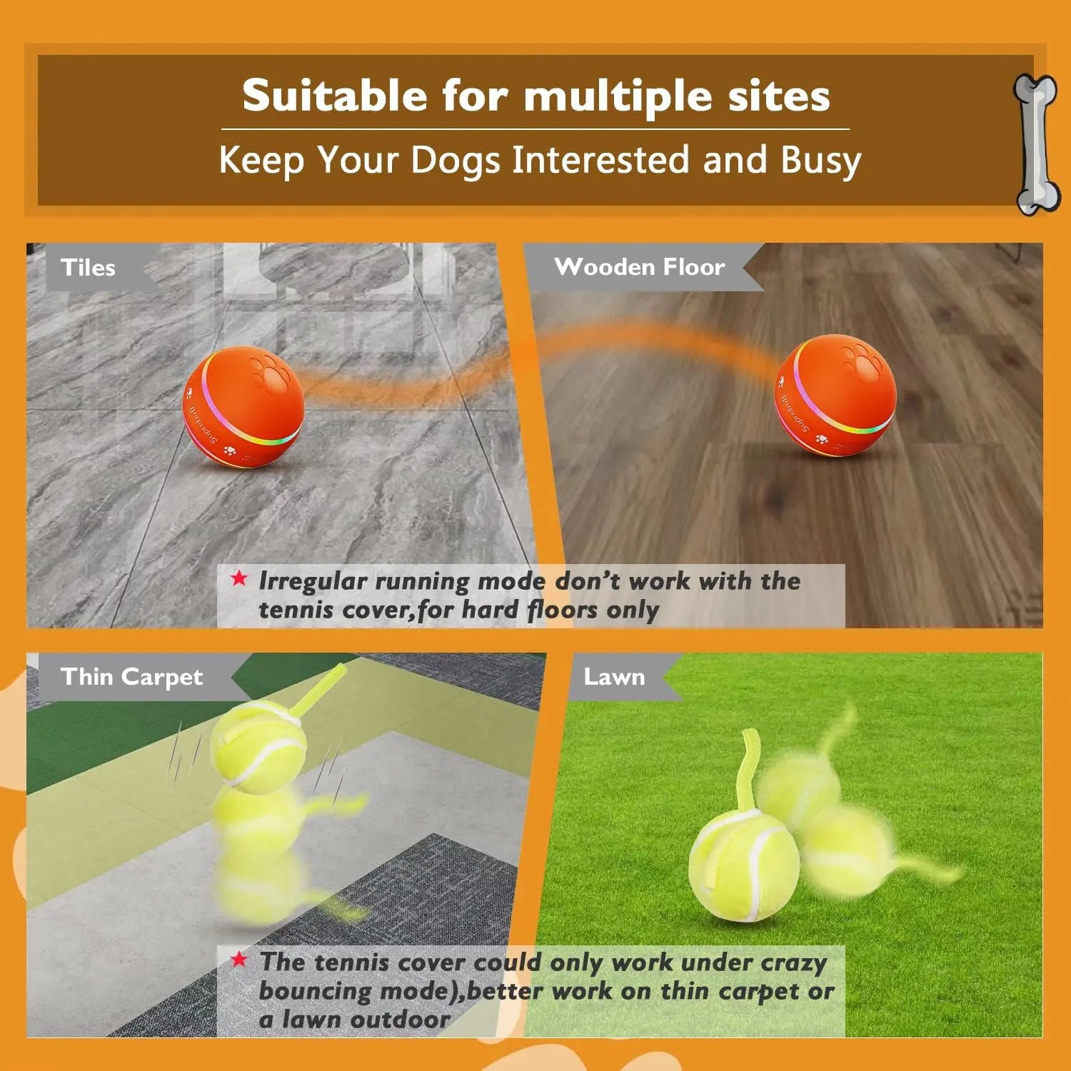 Interactive Dog Ball - Upgraded Durable Motion-Activated Automatic Rolling Toy for Small, Medium, and Large Dogs, USB Rechargeable Springtok