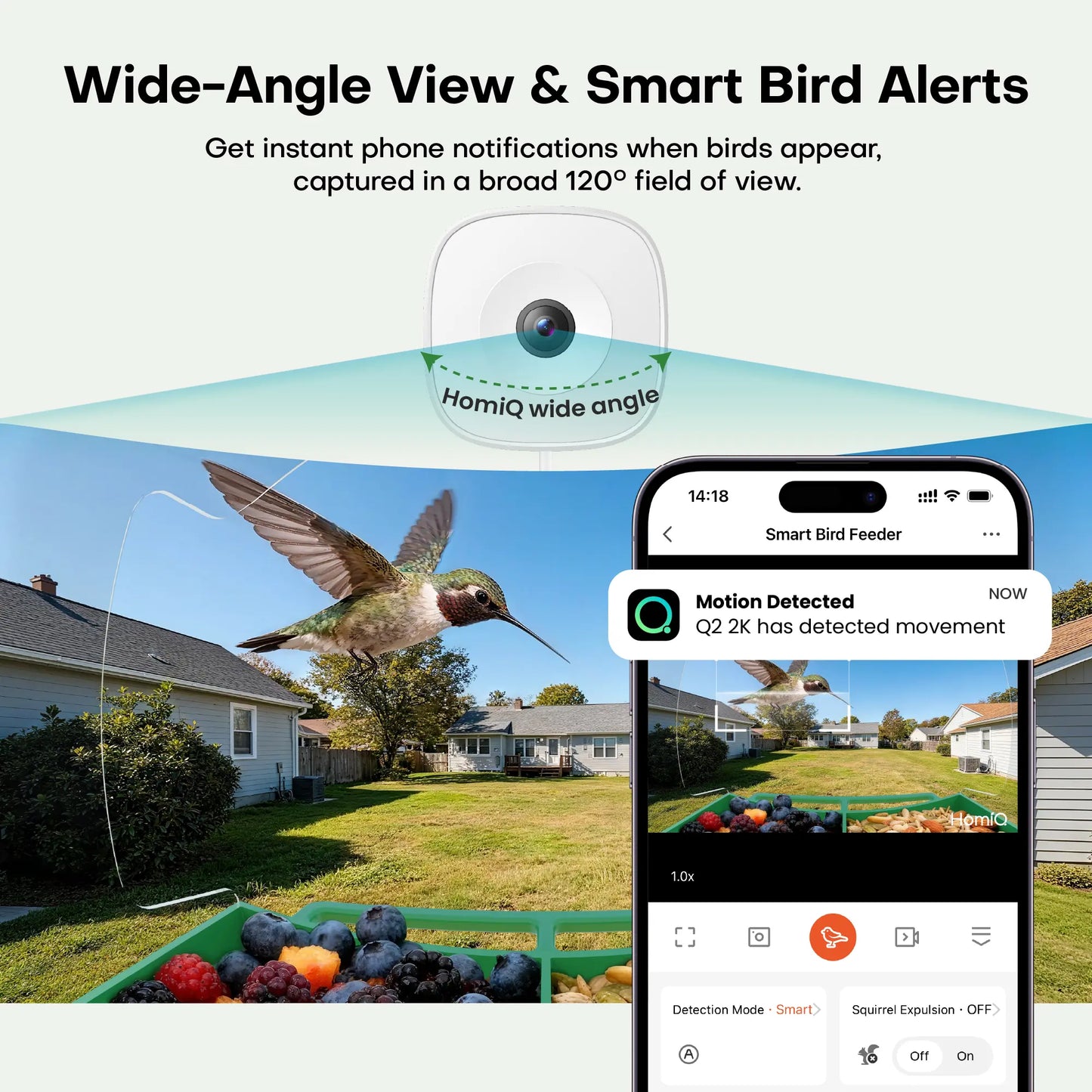Homiq Life Smart Window Bird Feeder with 2K HD Camera, AI Species Recognition, and Instant Alerts - Durable Acrylic Design, Ideal Gift for Children and Bird Enthusiasts