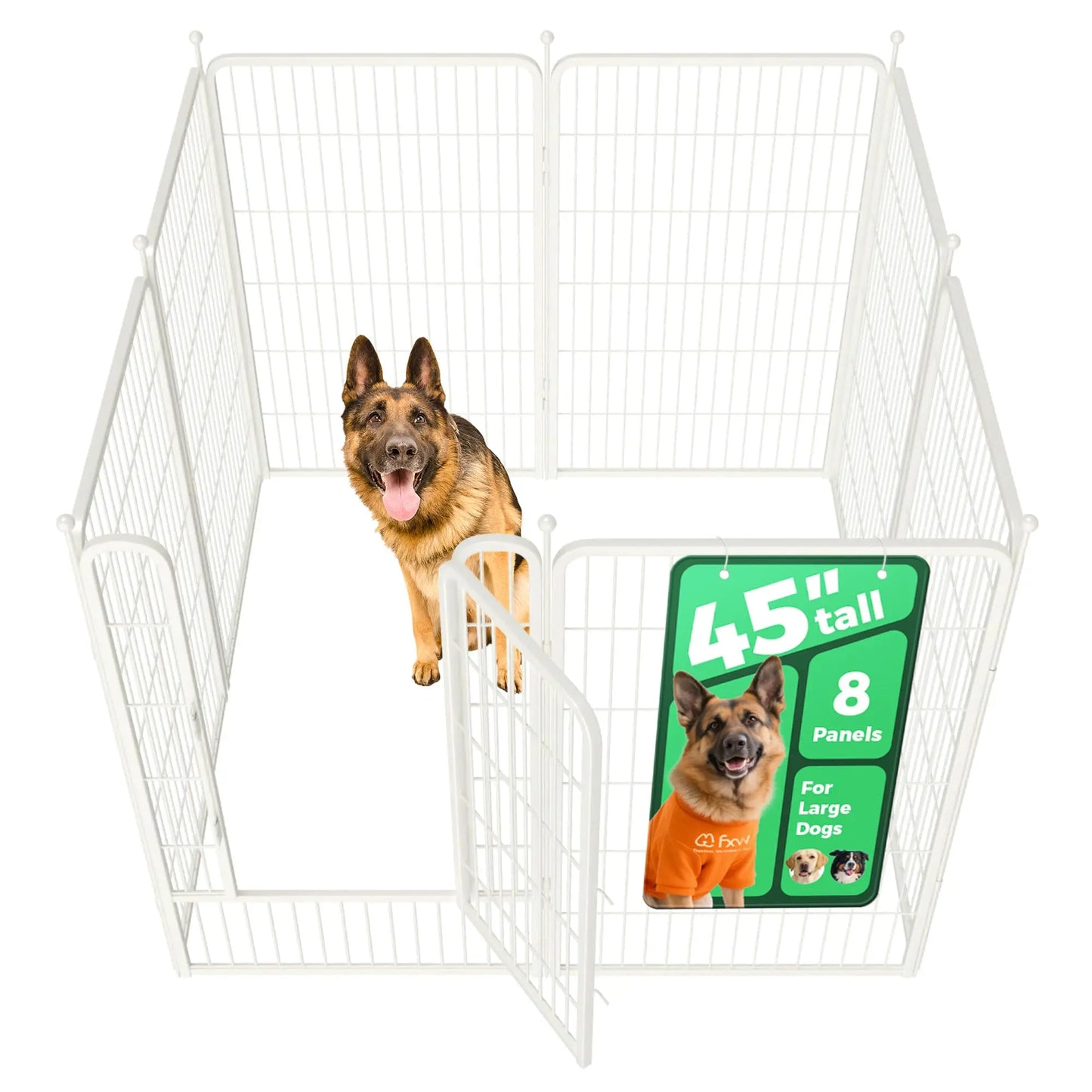 FXW Rollick Unleashed Dog Playpen for Indoor and Outdoor Use, Available in 40"/45"/50" Heights and 8/16 Panels, Designed for Medium and Large Dogs, Black/White│Patented, Summervibes