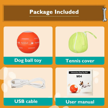 Interactive Dog Ball - Upgraded Durable Motion-Activated Automatic Rolling Toy for Small, Medium, and Large Dogs, USB Rechargeable Springtok