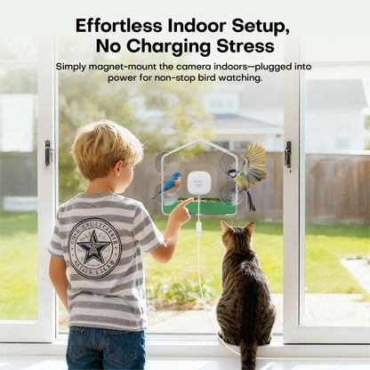 Homiq Life Smart Window Bird Feeder with 2K HD Camera, AI Species Recognition, and Instant Alerts - Durable Acrylic Design, Ideal Gift for Children and Bird Enthusiasts