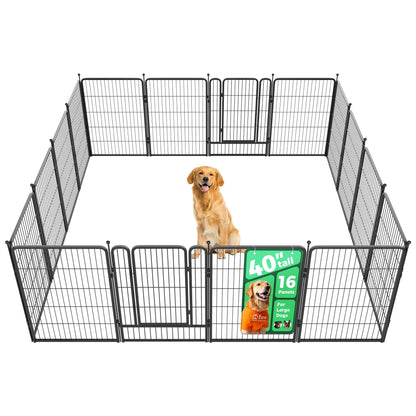 FXW Rollick Unleashed Dog Playpen for Indoor and Outdoor Use, Available in 40"/45"/50" Heights and 8/16 Panels, Designed for Medium and Large Dogs, Black/White│Patented, Summervibes