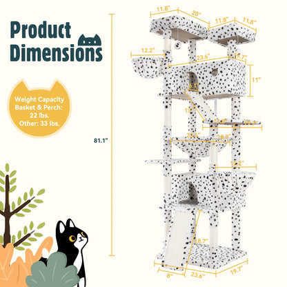 HOOMIC 81-Inch Large Cat Tree Tower with Multi-Level Climbing Structure, Condo, Hammock, and Scratching Post - Ideal for Larger Cats in Various Colors