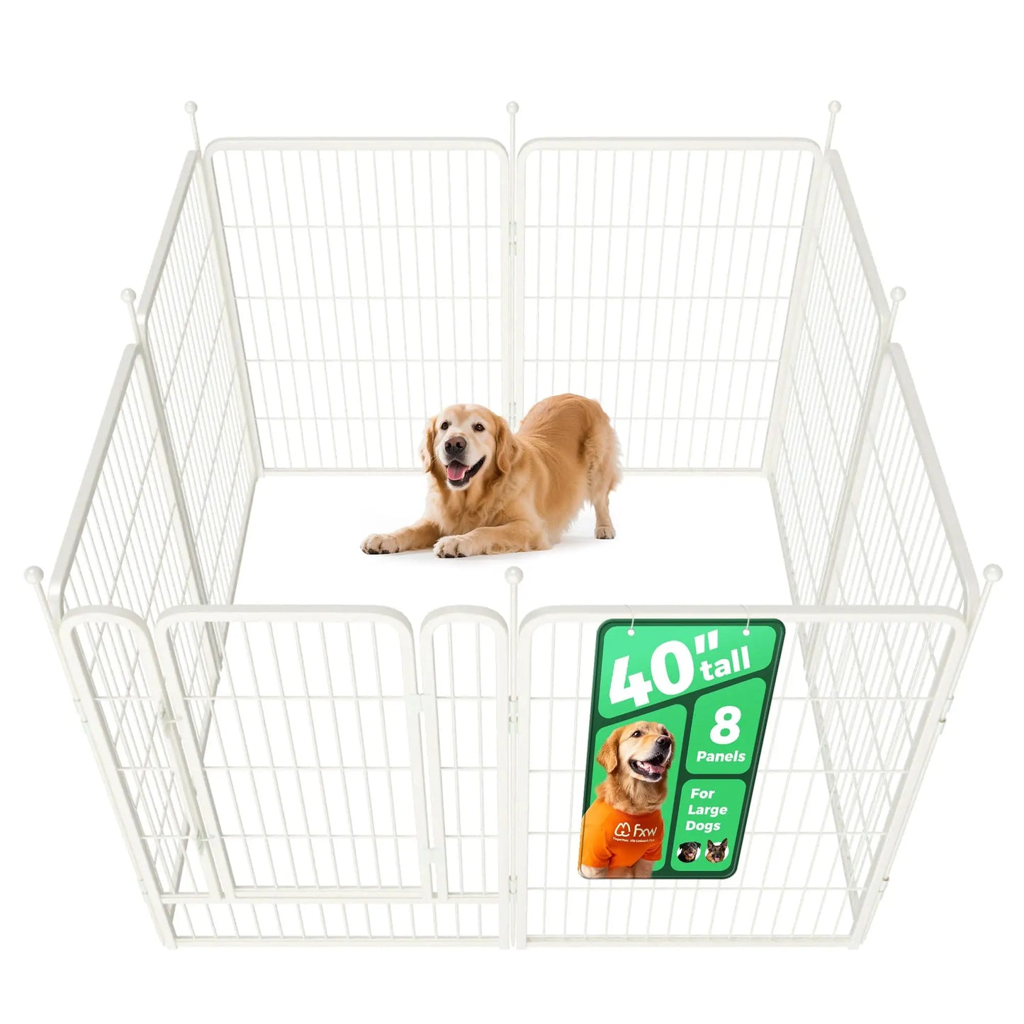 FXW Rollick Unleashed Dog Playpen for Indoor and Outdoor Use, Available in 40"/45"/50" Heights and 8/16 Panels, Designed for Medium and Large Dogs, Black/White│Patented, Summervibes