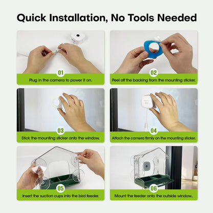 Homiq Life Smart Window Bird Feeder with 2K HD Camera, AI Species Recognition, and Instant Alerts - Durable Acrylic Design, Ideal Gift for Children and Bird Enthusiasts
