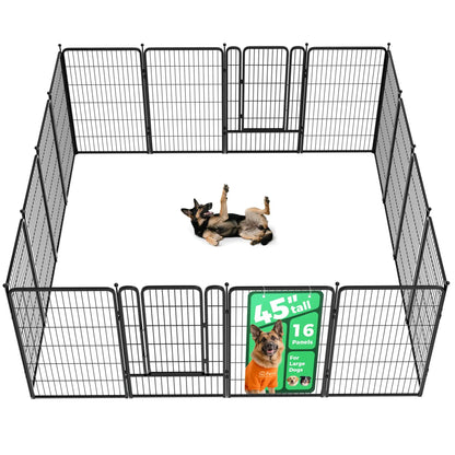 FXW Rollick Unleashed Dog Playpen for Indoor and Outdoor Use, Available in 40"/45"/50" Heights and 8/16 Panels, Designed for Medium and Large Dogs, Black/White│Patented, Summervibes